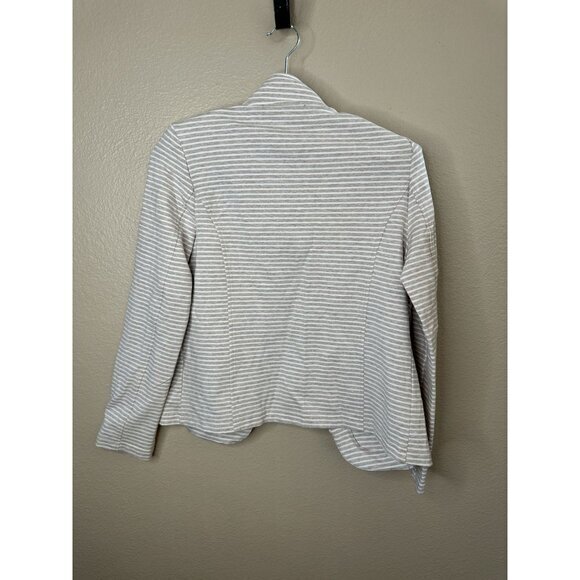 NWT Tommy Hilfiger Gray Blazer Medium striped collared cotton long sleeve - Picture 5 of 7